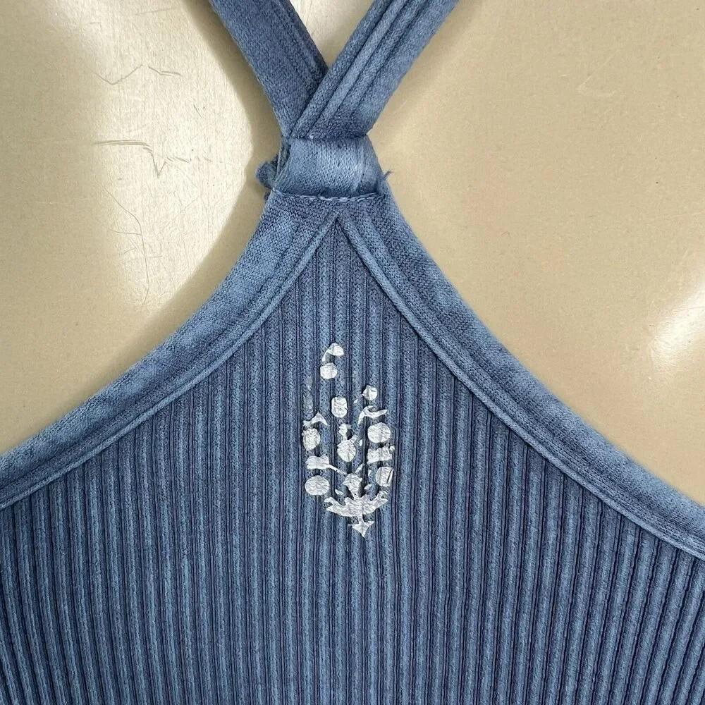 Free People Movement Happiness Runs Square Neck One Piece Jumpsuit Size M/L Blue - Picture 8 of 10